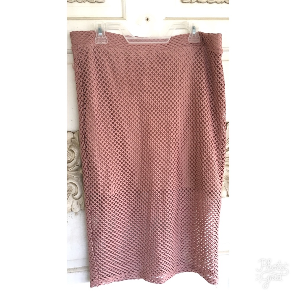 Nude pink fishnet skirt